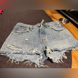 Levi Distressed 501 Denim Shorts